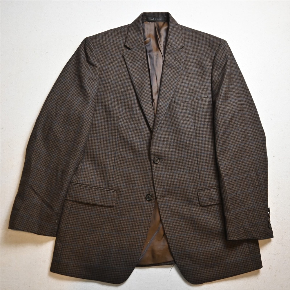 Lauren Ralph Lauren 38R Brown Check 100% Wool Mens Blazer Suit Jacket Sport Coat
